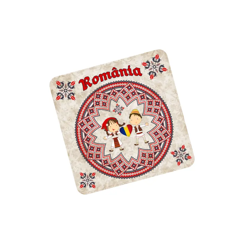 Romania copii port popular, suport coster din lemn, model 015